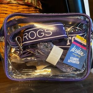 Desden Clear Stadium TCU Frog Bag with Purple Trim